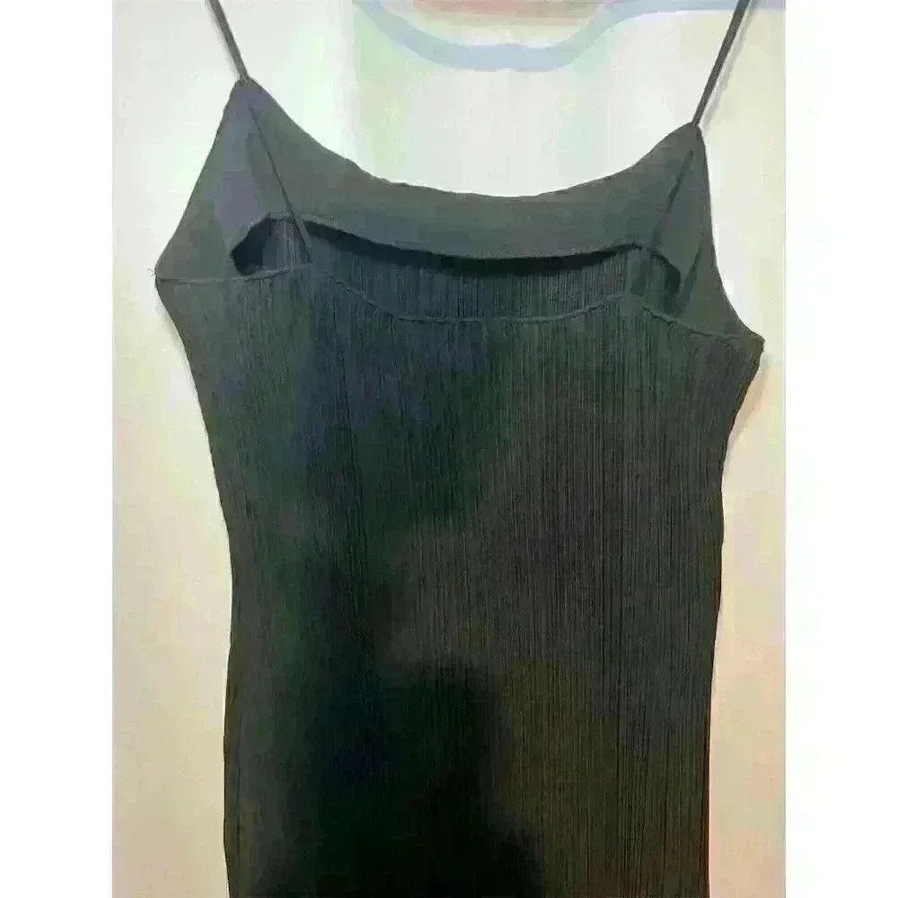 Good American Women's Black Ribbed Maxi Slip Dress Size 00